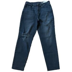 Old Navy Jeans Women Sz 6 OG Straight High Rise Black Distressed NWT Button Fly